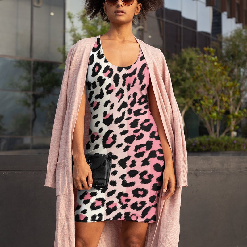 Pink Leopard Hoodie Dress