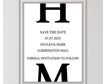 Printable Wedding Invitation, Wedding Invite, Download Invite, Monogram Invitation