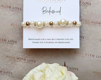 Bridesmaid Bracelet, Bridesmaid Gift, Bridal Party Gift, Maid Of Honour Gift, Jewellery, Thank You Gift, Bracelet, Pearl bracelet