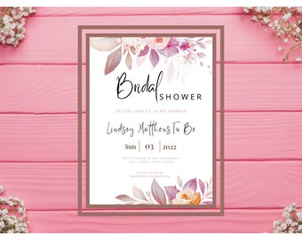 Bridal Shower, Printable Bridal Shower Template, Bridal Shower Template, Bride to Be, Floral Bridal Shower, Pink Floral Bridal Shower