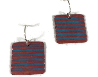 E316 Copper and Enamel Earrings