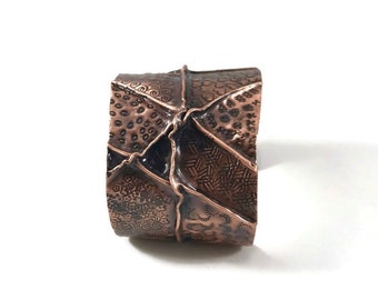 B125 Copper Cuff  Fold Formed Copper Cuff  Stamped Copper Cuff  Handmade Copper Bracelet