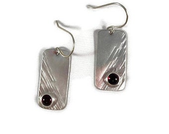 E399 Argentium Silver and Garnet Earrings