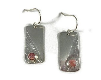 E398 Argentium Silver and Rhodochrosite Earrings
