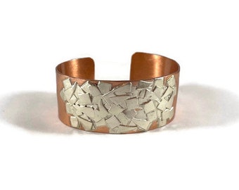 B157 Copper and Silver Cuff Bracelet