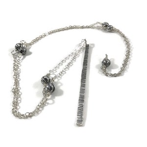 N128 Handmade sterling silver necklace - Textured silver necklace - Long silver necklace - Long silver chain