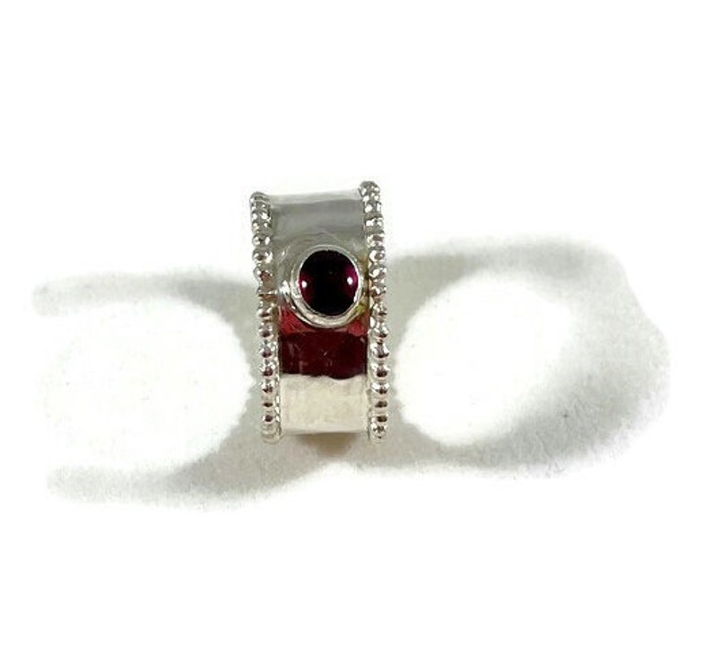 R128 Silver and Garnet Ring image 2