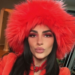 Feuerroter Schlapphut / Festival Hut / Schlapphut / Fake Fur Hut / Rave Hut / Shag Hut / Handemade Hut