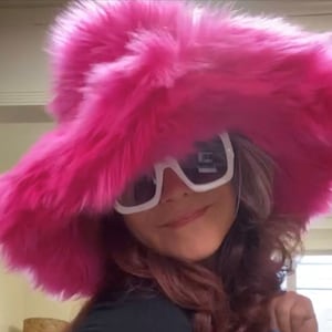 Custom OVERSIZED Fuchsia Faux Fur Festival Hat / Floppy Hat / Big Brim Hat /  Fuzzy Fur Hat / Fake Fur Hat / Rave Hat /  Shag Hat