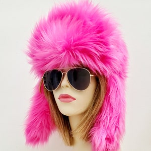 Custom Faux Fur Trapper Hat / Aviator Hat /  Festival Hat / Lime Green Fur Hat / Fur Hat / Rave Hat / Burningman Hat /  Handmade Bomber Hat