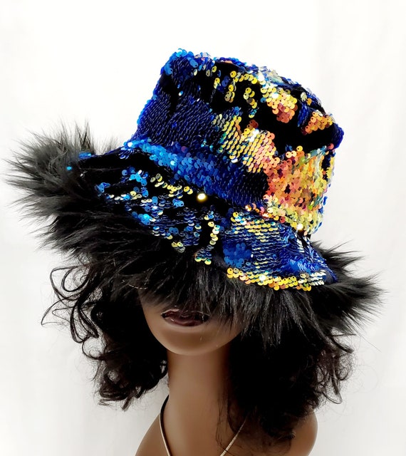 Sequin Cap Reversible Black Gold Sequin Cap Reversible Black Gold