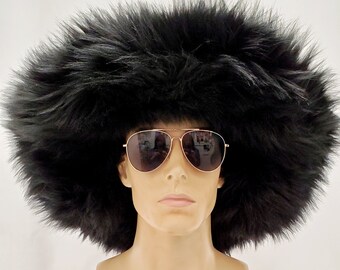 The Custom Black OVERSIZED Faux Fur Festival Hat / Big Brim  display picture 3