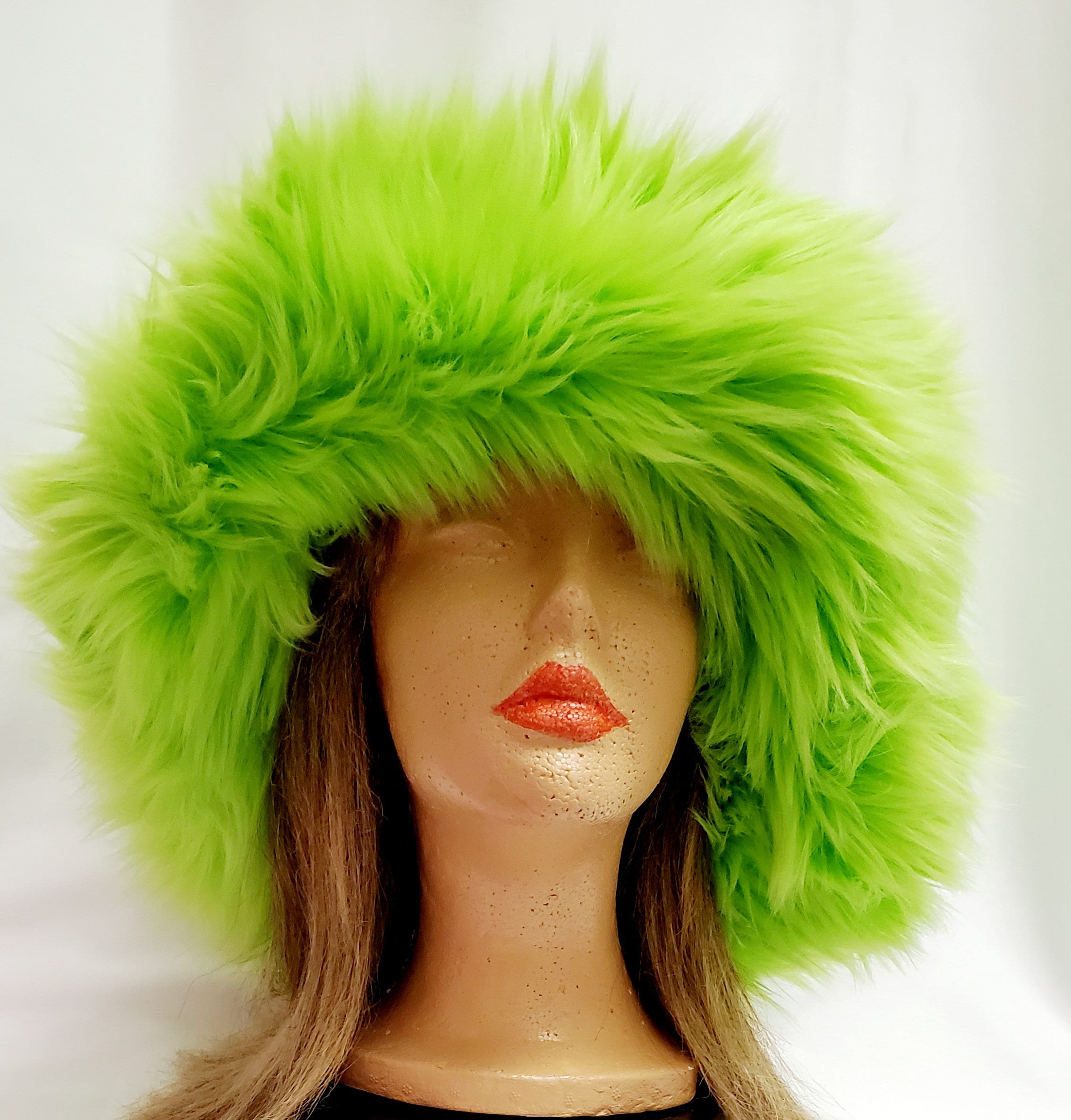 Lime Green Faux Fur Bucket Hat / Floppy Hat / Festival Hat / Etsy