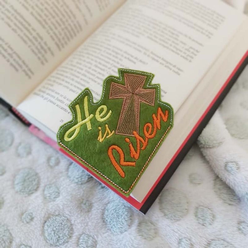 Easter he is risen corner bookmark ith machine embroidery  etsy Easter he is risen corner bookmark ith machine embroidery  etsy
