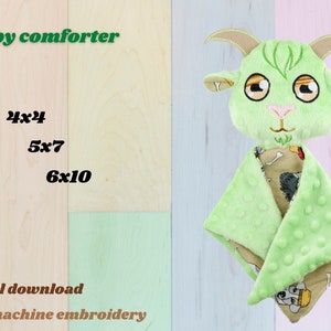 Goat boy Baby comforter Machine Embroidery Digitized Design PATTERN ITH Lovey 3 SIZES, Stuffie, Plush Toy Pattern, Baby Toy Project