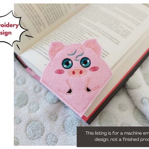 May include: Pink pig bookmark embroidery design. This listing is for a machine embroidery design, not a finished product.