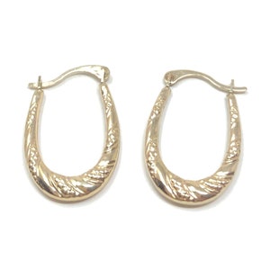 Vintage 9ct Gold Small Oval Hoop Earrings