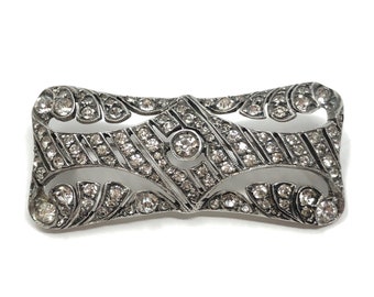 1930s Art Deco Silver and Paste Vintage Brooch