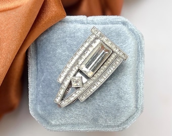 Art Deco Dress Clip 1930s Vintage German Silver and Paste