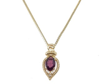 Christian Dior 1980s Gold Plate and Purple Crystal Vintage Necklace