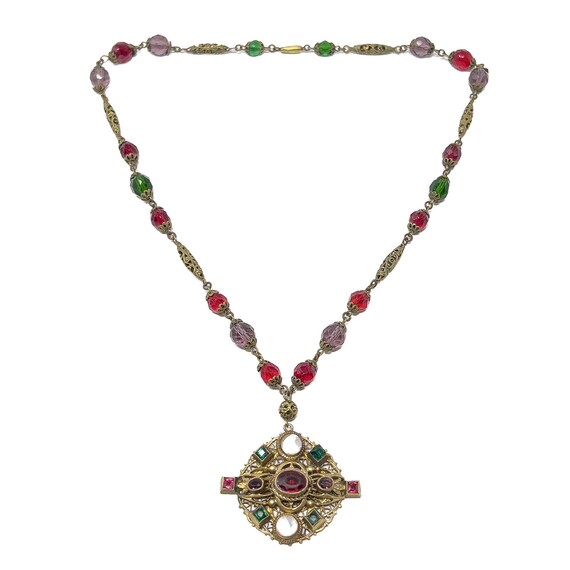 Antique Czechoslovakian Necklace c.1910 Byzantine… - image 4