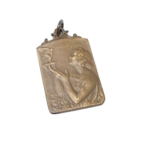 Jules Fonson Medal/Pendant 1965 Art Nouveau Style Vintage Bronze