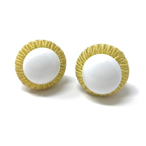 Miriam Haskell 1960s Milk Glass and Fabric Vintage Earrings