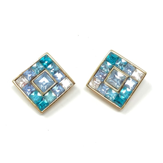 Givenchy 1980s Blue and Green Rhinestone Vintage E