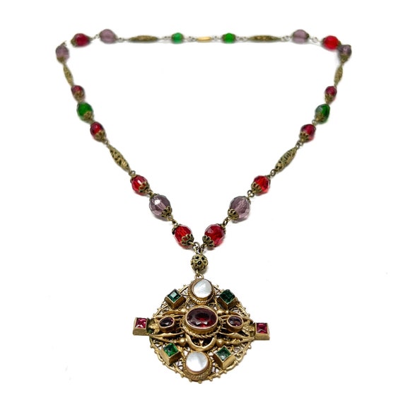 Antique Czechoslovakian Necklace c.1910 Byzantine… - image 5