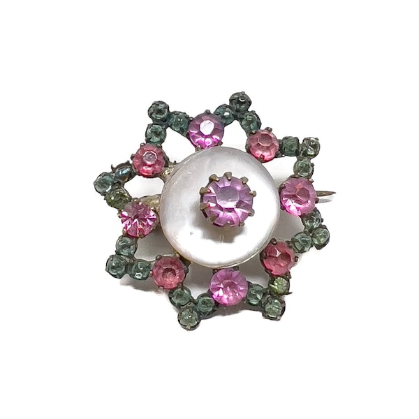 Edwardian c.1900 Paste and Mother of Pearl Antique Star Brooch