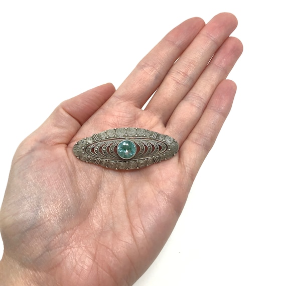 テオドール ファーナー アールデコ シルバー フィリグリーとアクア 