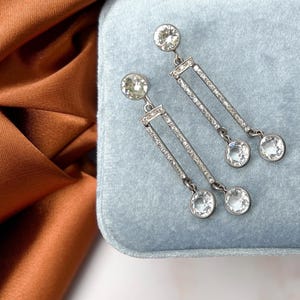Art Deco Earrings 1920s Antique Sterling Silver, Crystal and Paste