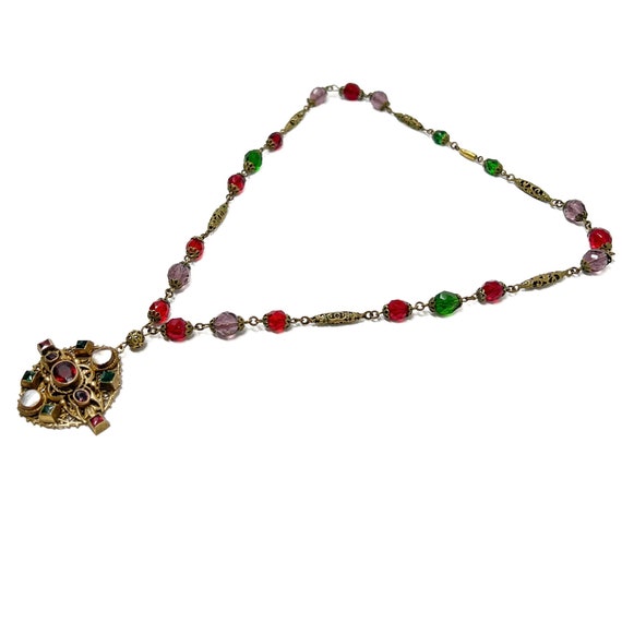 Antique Czechoslovakian Necklace c.1910 Byzantine… - image 7