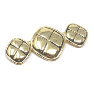Chanel 1980s Matelassé Design Gold Plated Vintage Brooch