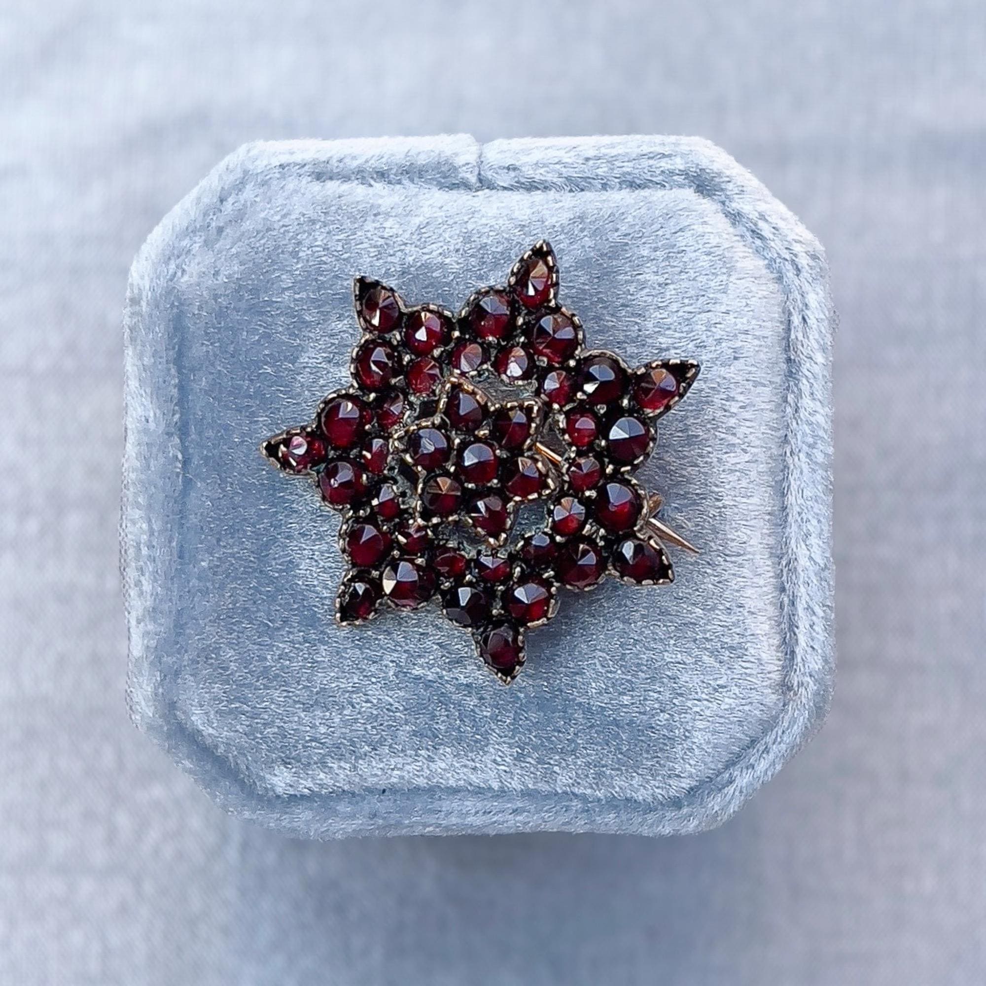 ビクトリア朝のボヘミアンガーネットブローチアンティークスター