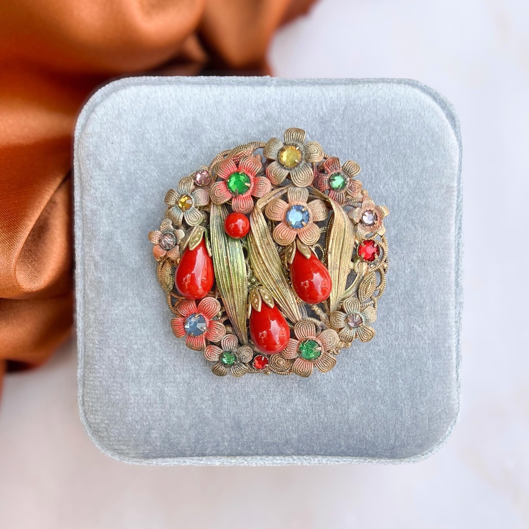Broche Vintage Art Déco Tchécoslovaquie Années 1930 - Swarovski - Occasion