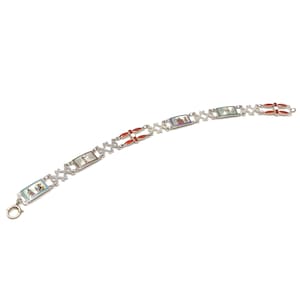 1920s Egyptian Revival Silver and Enamel Vintage Panel Bracelet