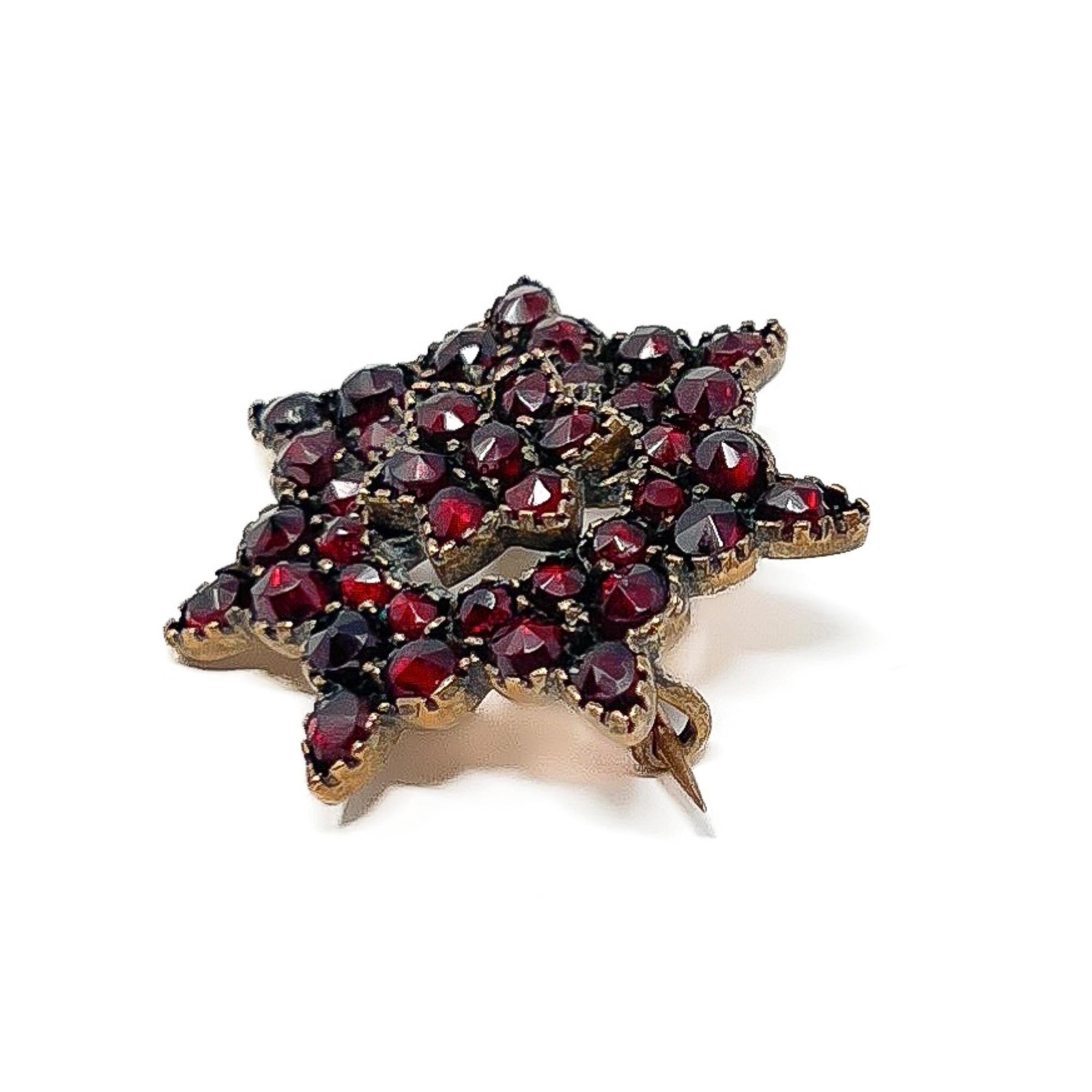 ビクトリア朝のボヘミアンガーネットブローチアンティークスター