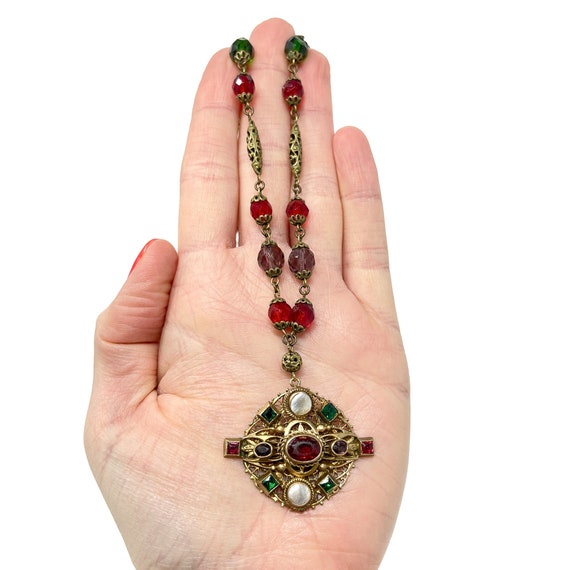 Antique Czechoslovakian Necklace c.1910 Byzantine… - image 2