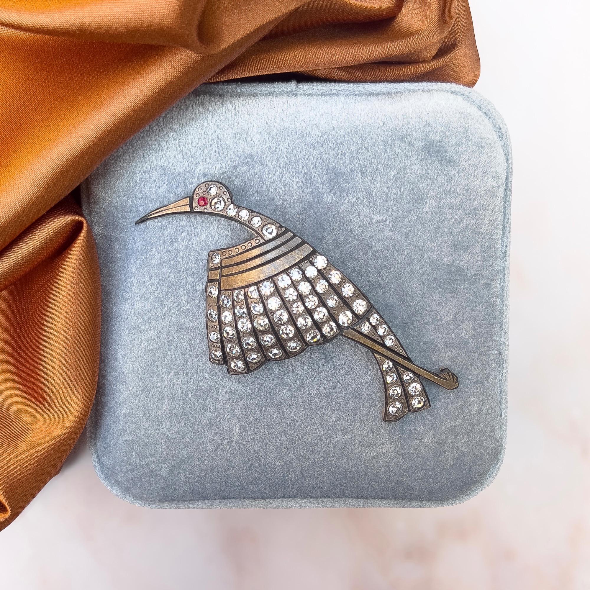 Vintage Crane Brooch - Etsy