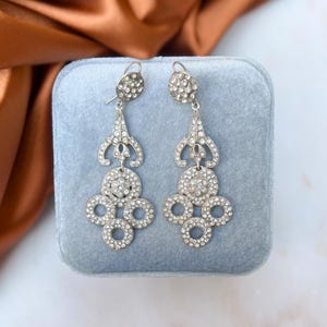 Art Deco Silver Earrings Vintage 1920s Paste Statement Flowers