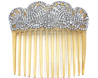 Edwardian c.1900 Celluloid and Paste Antique Hair Comb