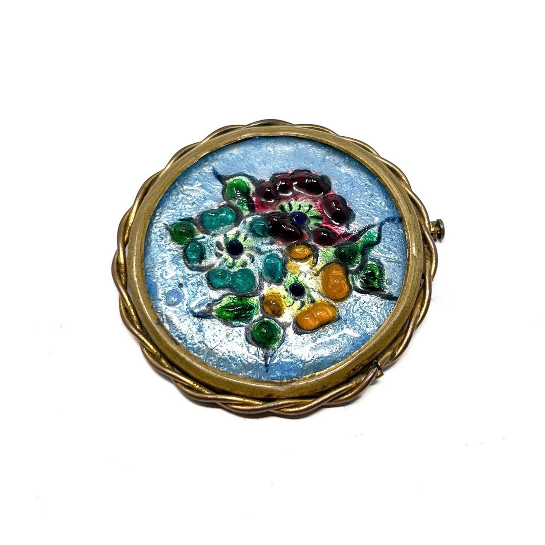 Belle Broche Ancienne En émail De Limoges - Pièce Unique Vintage, Bijou Authentique