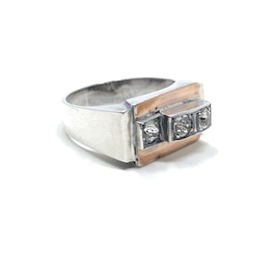 1930s Art Deco Silver and Paste Vintage Statement Cocktail Ring