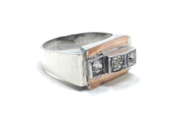 1930s Art Deco Silver and Paste Vintage Statement Cocktail Ring