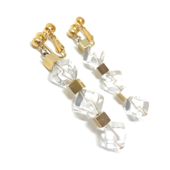 Napier 1970s Perspex Cube Vintage Earrings - image 2