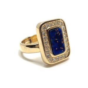 Grossé 1980s Gold Plated Faux Lapis Vintage Ring