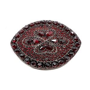 Viktorianische Granat Brosche Boho Antique Clover Design
