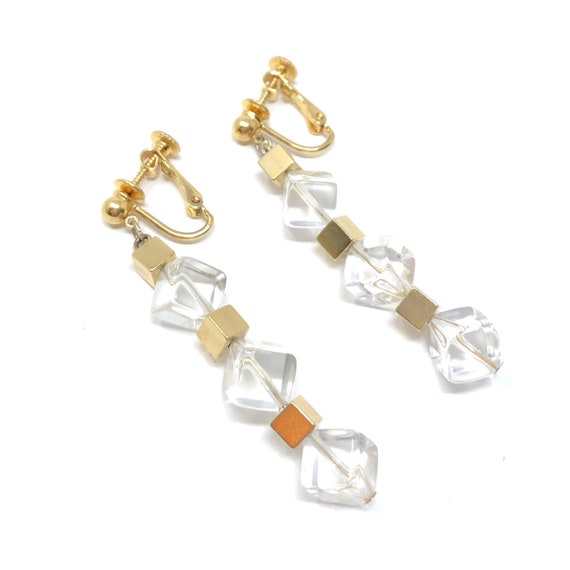 Napier 1970s Perspex Cube Vintage Earrings