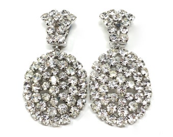 1950s German Vintage Statement Rhinestone Earrings